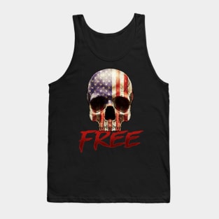 Free Skull American Flag US Tee American Flag Patriot Tank Top